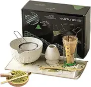 Japanese Matcha Set,Traditional Matcha Tea Matcha Set Japanese Whisk Set | Ceremonial Set Includes Whisk Holder, Sifter, Scoop for Japanese Tea