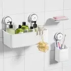 3 Packs Shower Caddy Suction Cup Set, Shower Basket & Toothbrush Holder & Soa...