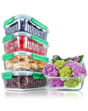 Nutrichef 5pc Glass Food Storage Containers Set