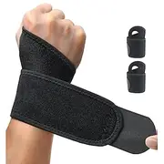 2 Pack Wrist Brace Wrist Wraps for Carpal Tunnel Arthritis Tendonitis Sprains Pain Relief, Wrist Compression Straps for Workout Sports, Day Night Support Adju