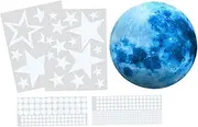 ANDRESLAD Adhesive Night-Glowing Stickers Set of 1 Fluorescent Wall Decals Moon Star Removable Easy Peel and Girls Room Decor