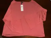 NWT XL Eileen Fisher Mimos Deep Pink Sweater Bateau Neckline Originally $198++