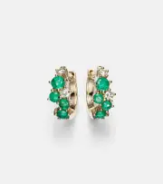 [Sydney Evan] Sydney Evan x Wicked Emerald City 14kt gold huggies with emeralds and diamonds One Size green