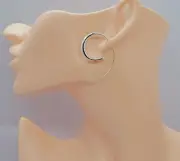 EARRINGS USA "Bijoux Boho Glam" Retro UniQ Circle Swirl Hoop Silver-plated NEW