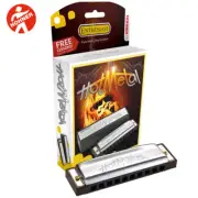 Hohner Hot Metal 10-Hole Diatonic Harp Harmonica Key of F with Online Lessons