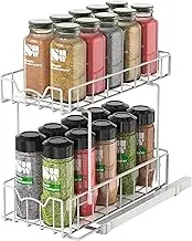 SimpleHouseware 2-Tier Slide Out Spice Rack Organiser, White