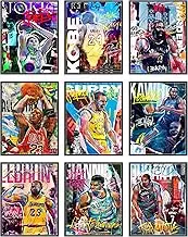 BigWig Prints Basketball Poster, Basketball Posters for Boys Bedroom, Basketball Wall Art, Michael Jordan Kobe Byrant Lebron James Steph Curry James Harden Kevin Durant - Unframed Set of 9 (8x10)