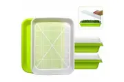 2-Pack Seed Sprouter Trays with Lids BPA-Free, Soil-Free Wheatgrass Growing Kit for Beans, Sprouts, Microgreens