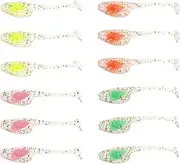 EMSea 40pcs 5cm Crappie Lures 0.8g Shad Baits Artificial Soft Fishing T Tail Pink Orange Yellow Green Artificial Silicone