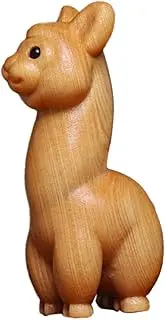 Charming Wooden Alpaca Figurine Cute Animal Carving Desktop Decoration Craft for Home Office Decor for Collectors and Art Lovers