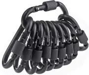 Aluminum D Ring Key Rings Hiking Clips Locking Carabiner for Hiking(Bulk 3 Sets)