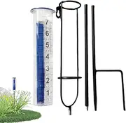 Rain Gauge Outdoor - Yard Tool, Garden Meter | Adjustable Rainfall Measuring Instrument, Clear Water Collector with Stake for Backyard, Fence Mount, Weather Tracking, Lawn Monitoring System