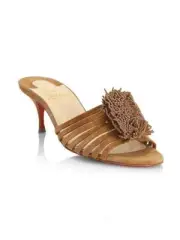 Christian Louboutin Belbrossa 55 Biscotto Brown Backless Slide Heel Sandal 39