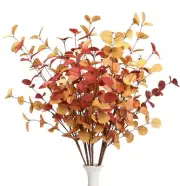 VGIA 6 Pcs Artificial Eucalyptus Stems Fall Decorations with Orange