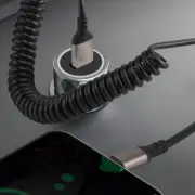 USB A to Type C Charger Wire Line USB to Type C Spring Coiled Cable 6A Current