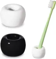 Small Ceramic Toothbrush Holder Stand for Bathroom,2Pcs Mini Ceramic Toothbrush