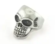Skull Adjustable Ring Antique Silver Plated Brass (19mm 9US inner size) 3265