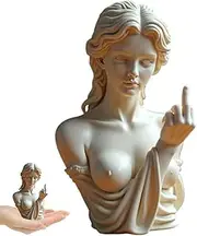 Middle Finger Statue, 5 Inch Bold Art Resin Venus Statue Greek Goddess Gesture Sculpture for Modern Rebels, Funny Decorative Ornaments