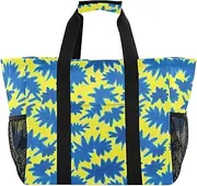 [sanluoli] Bag For Trunk Foldable Beach Bag Tote Sandproof Canvas Cars Tote Bag, Blue-yellow Tie-dye, 1 size