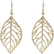 [Generic] Boho Gold Hollow Leaf Earrings Large Leaf Drop Earrings Filigree Leaf Hook Earrings Exaggerated Leaf Dangle Earrings Statement Leaf Earrings Jewelry for Women and Girls