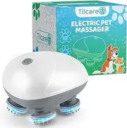 Tilcare Handheld Pet Massager for Dogs and Cats Electric Cat and Dog Massage Tool - Head and Back Scratcher for Relieving Tension, Tight Muscles and Stiffness with Four Rotating Massage Heads