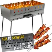 NEW Portable Charcoal Skewer Grill 20.8"x9.4" Foldable Rustproof BBQ for Camping