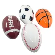 Large Plastic Egg Shaped Containers Set of 4 Football Baseball Soccer Basketball