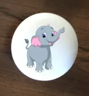 GREY BABY ELEPHANT WHITE CERAMIC KITCHEN CABINET DRESSER KNOB DECOR