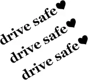 BELOMI Drive Safe Heart Mirror Decal, 3 PCS Car Rearview Mirror Window Windshield Letter Sticker, Funny Cute Reflective Sticker for Girlfriend Relationship Boyfriend, Car Accessories (Black)