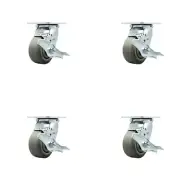 Tool Box Caster Wheel Set – 4 Inch Thermoplastic Rubber Swivel Casters – SCC