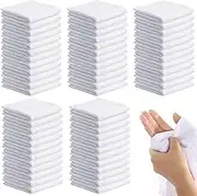 60 Pcs Soft Face Cloths 12 x 12 Inch Cotton White Washcloths Set Absorbent Wash Cloths Cleaning Rags Multipurpose Face Towel Machine Washable Washcloths Gym Towels for Bathroom Kitchen Supplies