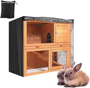 Double Decker Rabbit Cage Cover SUNSURE Outdoor Rabbit Hutch Cover Heavy Duty Waterproof Dustproof Bunny Cage Cover 48" L x 20" W x 41" H, Black