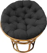 COTTON CRAFT Papasan Chair Cushion - 100% Cotton Duck Fabric Plush Thick Soft Overstuffed Floor Seat Standard 45" Round Chair Swing Chair Patio Den College Dorm Papasan - Black