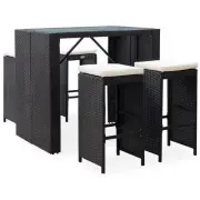 Water-Resistant Rattan Patio Bar Set 4-Person Garden Lounge Table And Stools