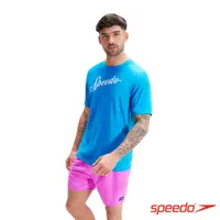 在飛比找PChome24h購物優惠-SPEEDO 男 LOGO短袖防曬衣 巴哈藍