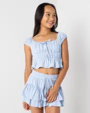 [Ava And Ever] Ava And Ever Girls' Lulu Crop Top in Light Blue Size 12 12 Light Blue