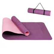 Dual-Color TPE Yoga Mat with Body Alignment Lines | 6mm Eco-Friendly, Non-Slip & Portable Exercise Yoga Mat