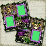 Fat Tuesday - Mardi Gras - 2 Premade Scrapbook Pages - EZ Layout 3934