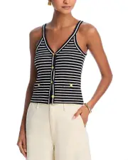 Aqua Striped Button Front Tank Top - Exclusive