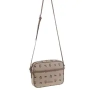 Pierre Cardin Women's Canvas/Leather Trim Square Shoulder Crossbody Bag Beige