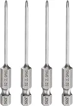 uxcell 4pcs #0 Phillips Screwdriver Bit PH0 1/4" Hex Shank 2.6" (65mm) Long 0.08" Rod Magnetic Cross Head Drill Bits S2 Steel Industrial Screw Driver for Electric Power Tools, Gray