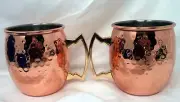 GODINGER Pair Copper-Plated Hammered-Look Moscow Mule Cups Mugs (never used)