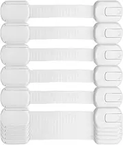 Castaic 10Pcs Child Safety Strap Lock, Adjustable Baby Locks for Cabinets,Drawers,Appliances, Toilet Seat, Fridge and Oven with Strong Adhesive Pads (White-10)