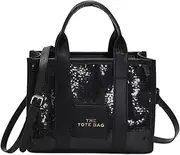 [bufftieo] The Tote Bag for Women ，Sequined tote Purse letter PU shoulder crossbody bag for office travel……