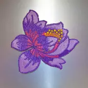 Lotus Patch (Purple) — Iron On Badge Embroidered Motif — Applique Flower Flowers