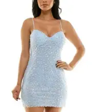 $99 B Darlin Juniors' Sequined Banded Open-Back Bodycon Dress size 1/2
