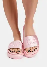 [Buffalo] Pink Metallic Reggie Platform Slides
