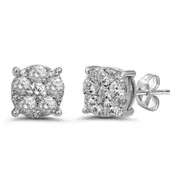 Brilliant Surround Stud Earrings with 0.60ct of Diamonds in 9kt White Gold