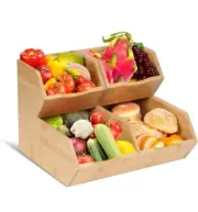 Bamboo Stackable Pantry Storage Bins, Kitchen Pantry Organizers and Storage,...