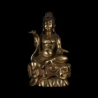 在飛比找蝦皮商城精選優惠-《博古珍藏》銅鎏金觀音菩薩古佛坐像擺件．高33公分．佛教文物